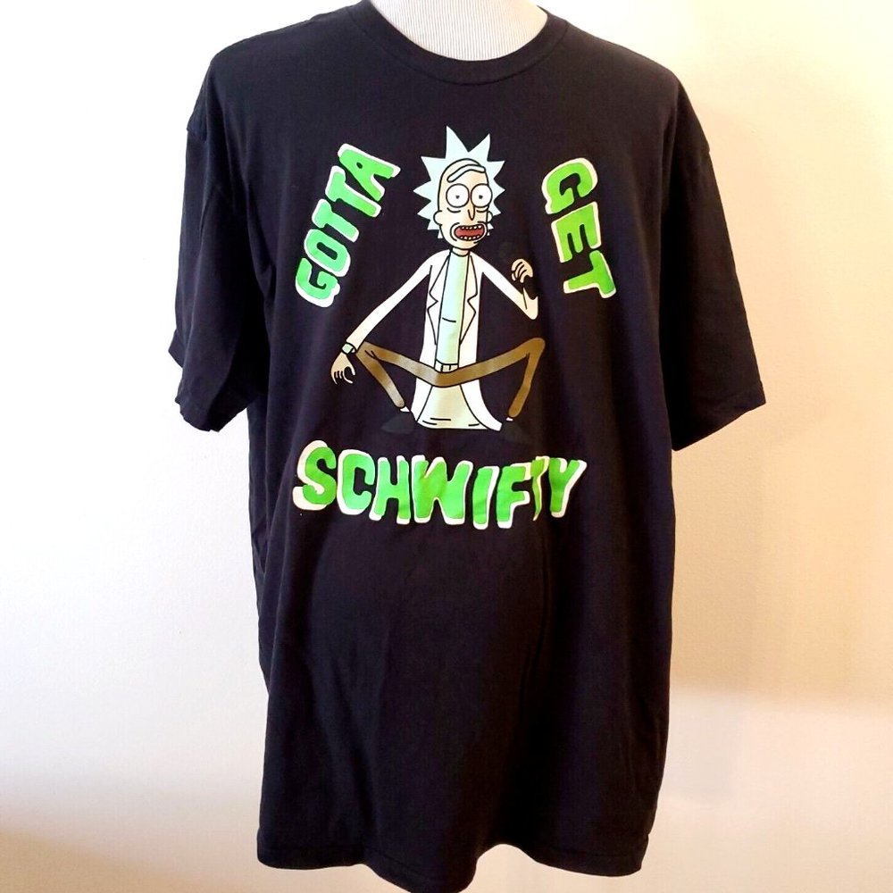 Rick And Morty Men's Gotta Get Schwifty Black Green Short Sleeve T-Shirt Size 2X